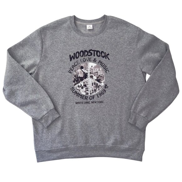 Woodstock Sweatshirt 2XL Gray Peace Love Music Retro Festival Style Men Women - Picture 1 of 9